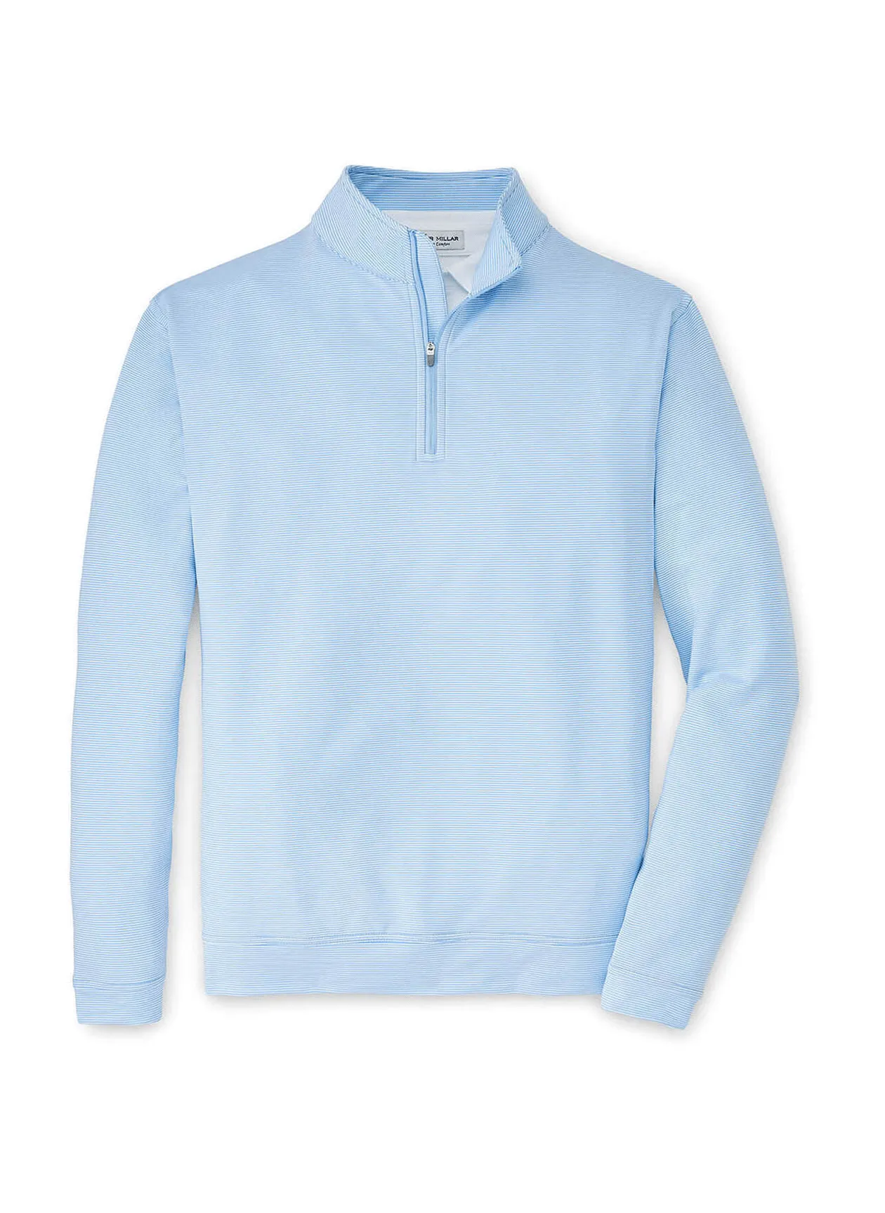Peter Millar - Men's Perth Mini-Stripe Stretch Loop Terry Quarter-Zip - Cottage Blue/White