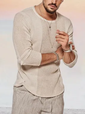 Round Neck Pullover Knit Long Sleeve Shirt