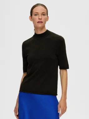 Selected Femme Lura Lurex Knit Tee in Black