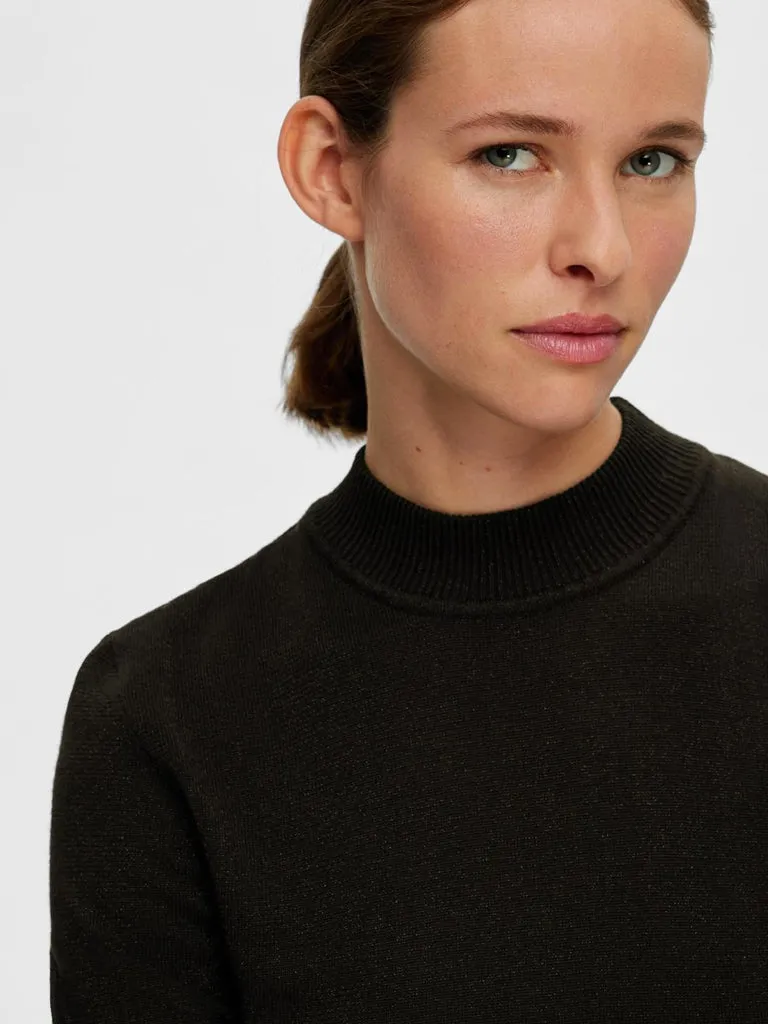 Selected Femme Lura Lurex Knit Tee in Black