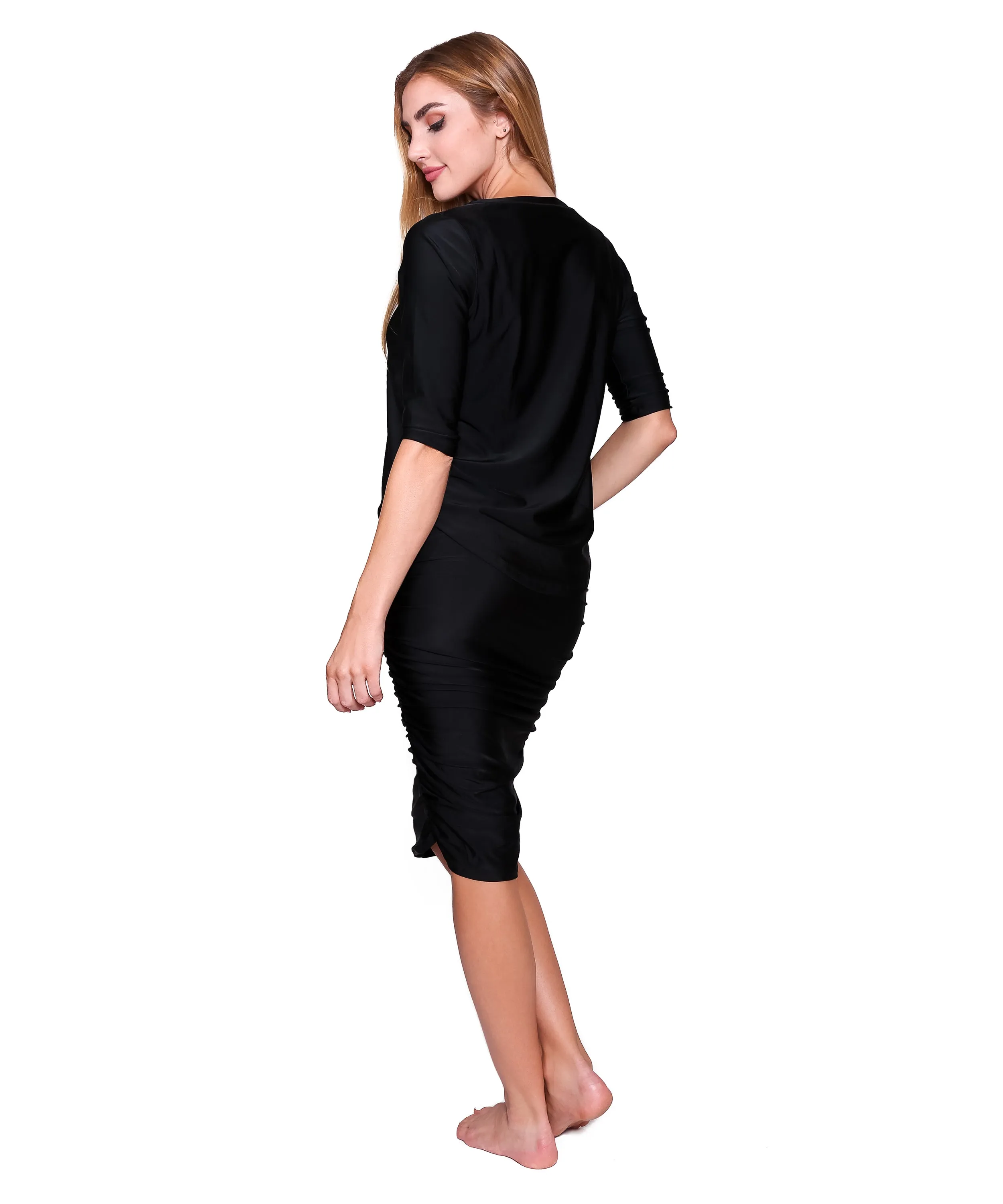 Shirred Straight Active/Swim Skirt