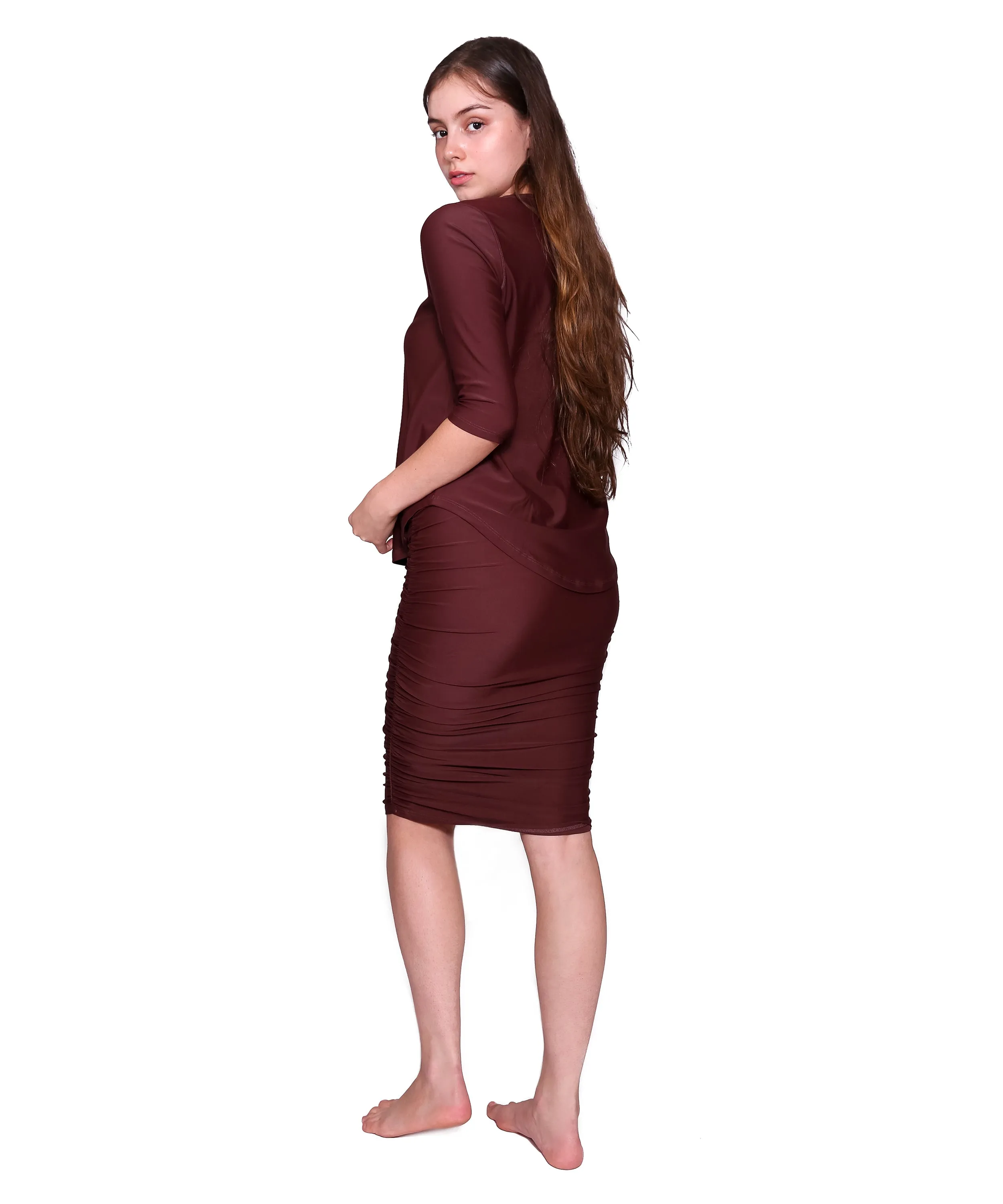 Shirred Straight Active/Swim Skirt