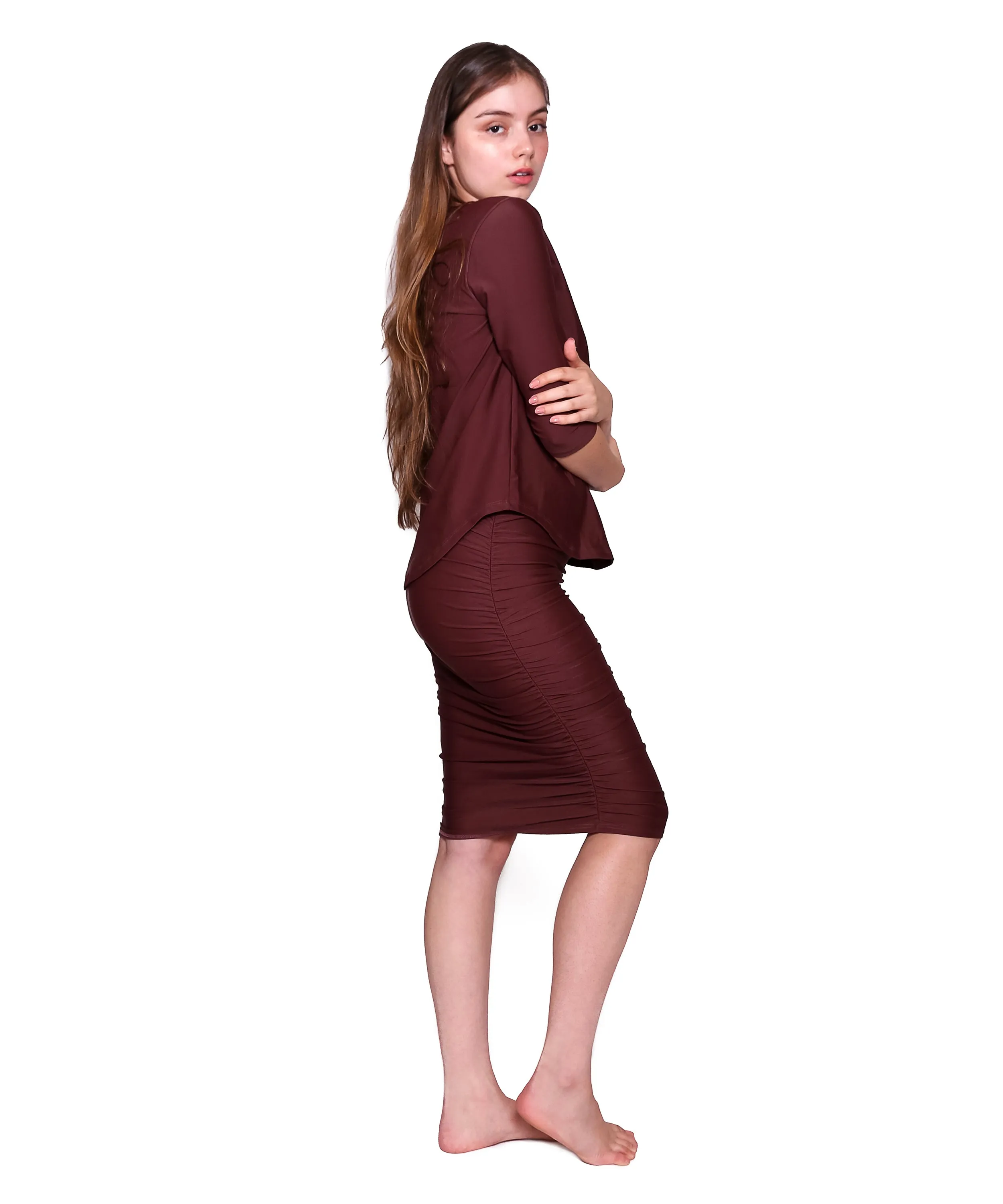 Shirred Straight Active/Swim Skirt