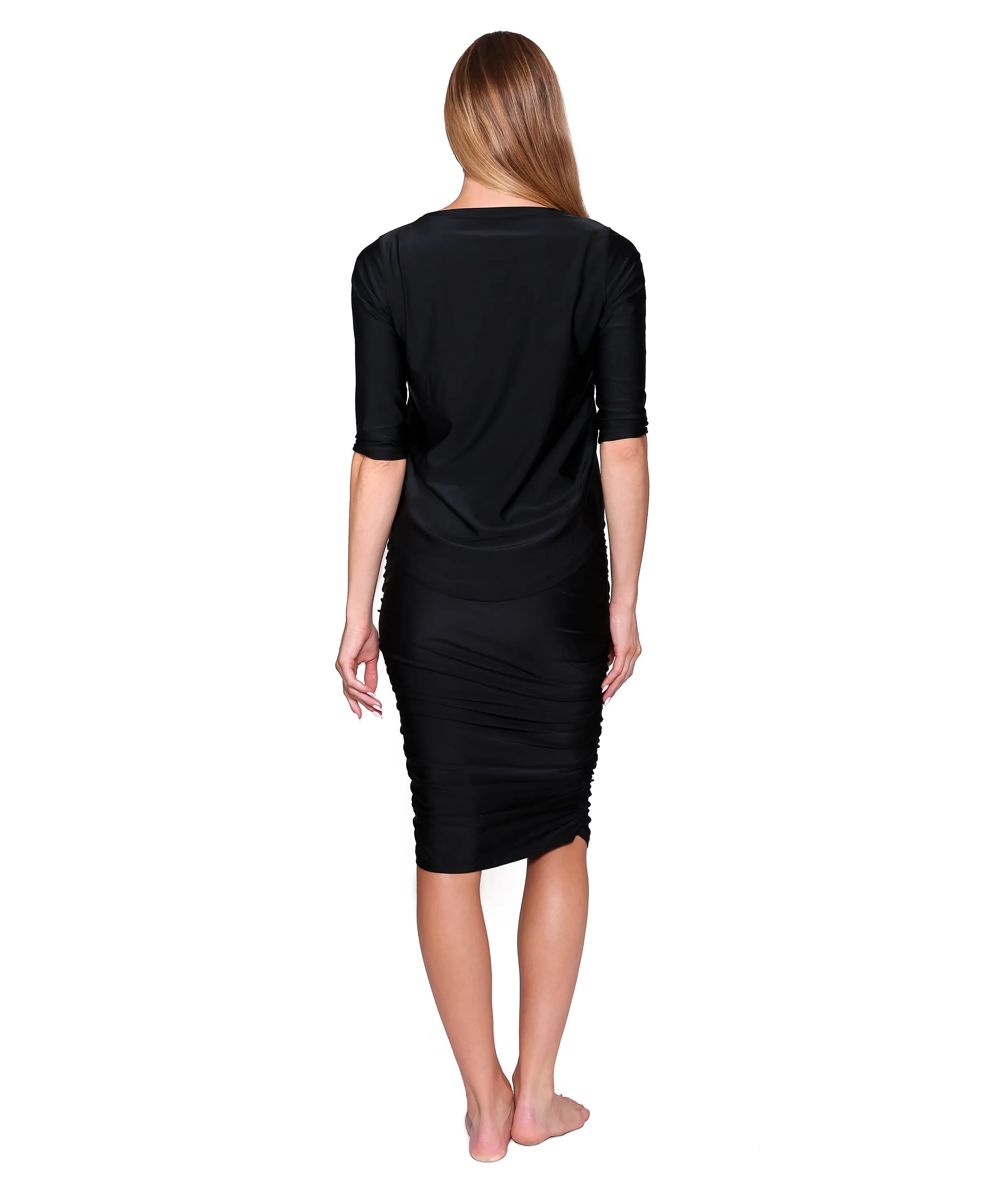 Shirred Straight Active/Swim Skirt