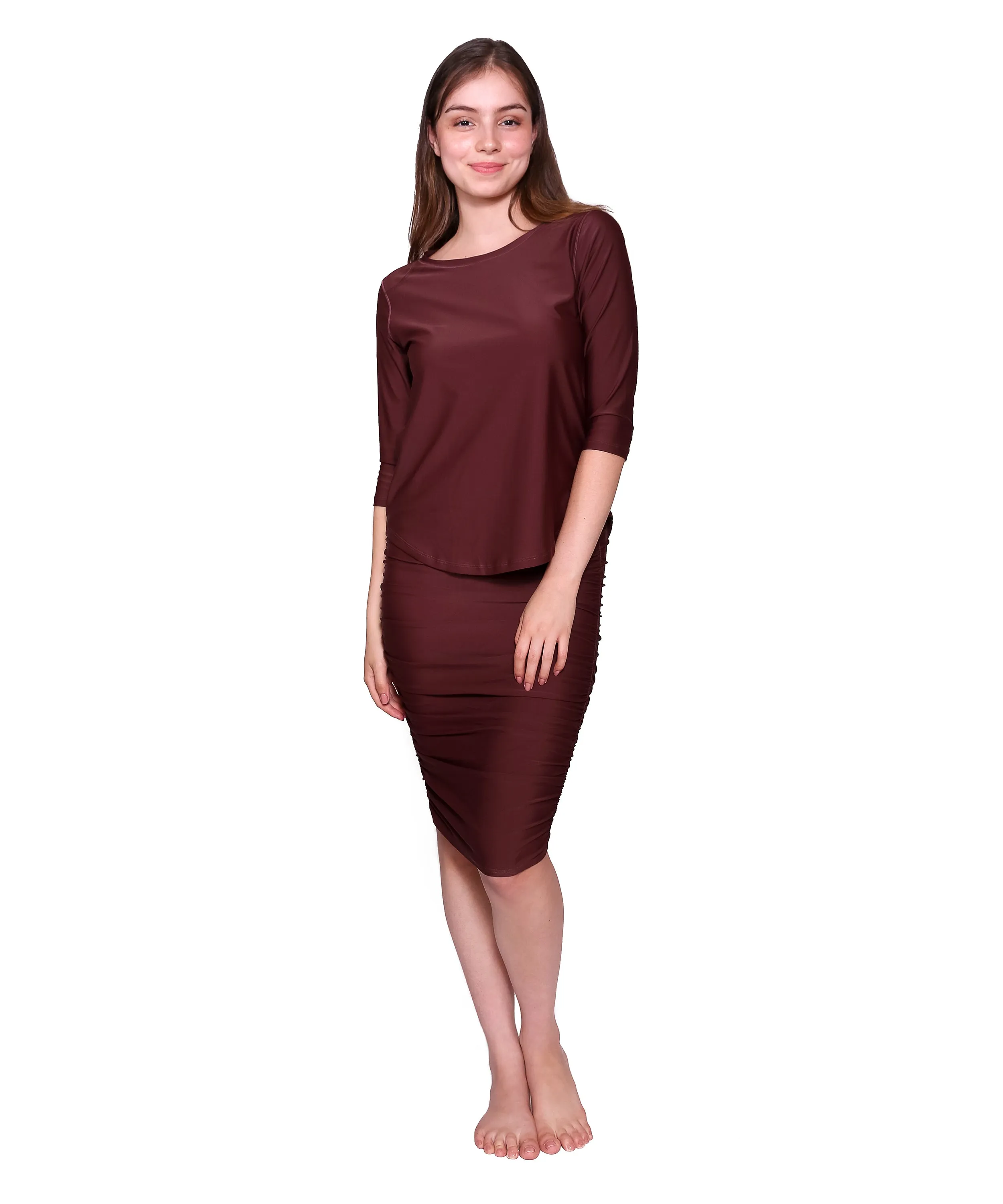 Shirred Straight Active/Swim Skirt