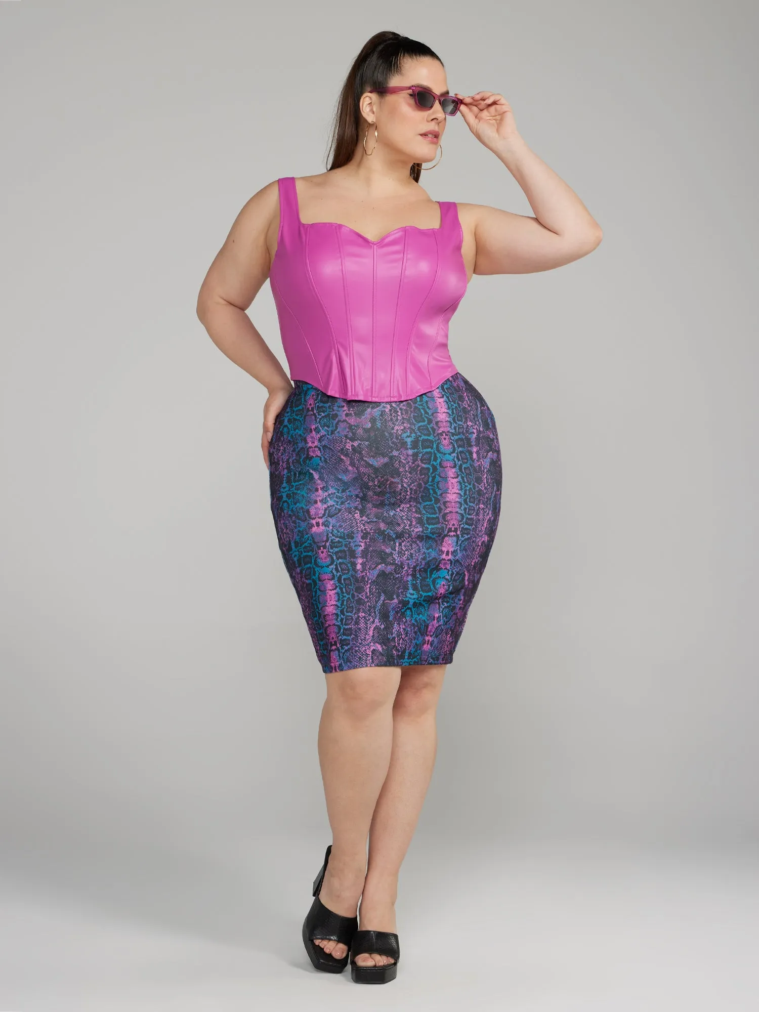 Snake Print Bodycon Pencil Skirt