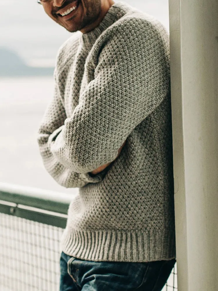 Solid Round Neck Pullover Knitted Sweater
