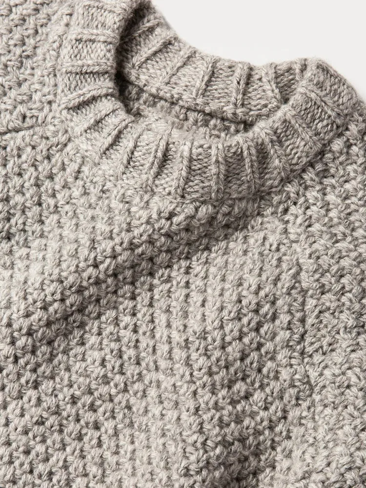 Solid Round Neck Pullover Knitted Sweater