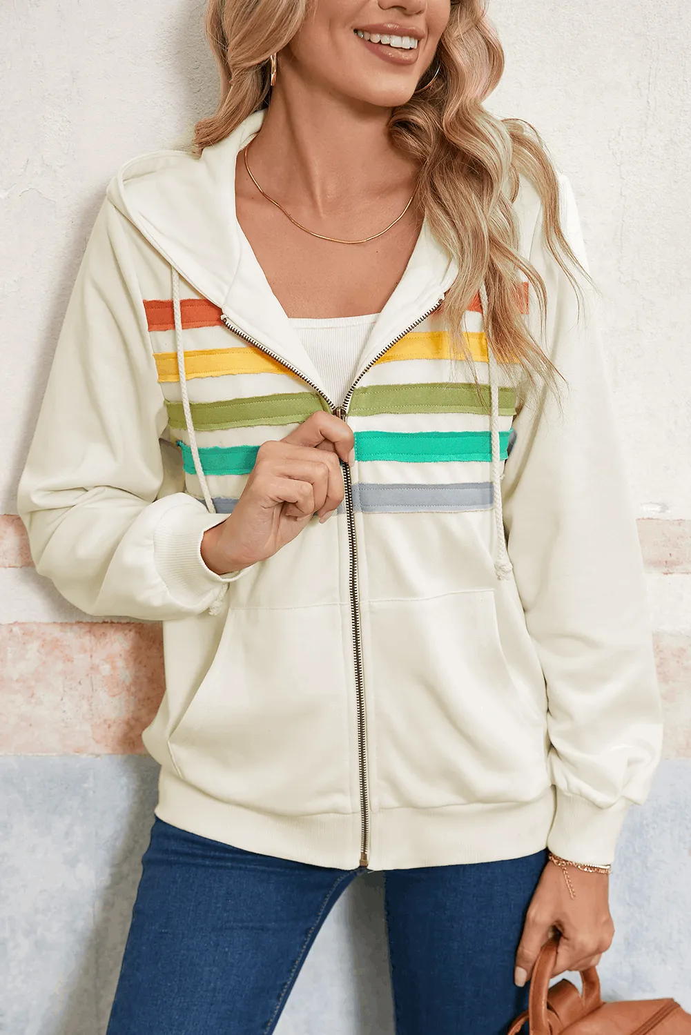 Striped Patchwork Side Pockets Zipper Hoodie – Your New Favorite Hoodie That Actually Has Style