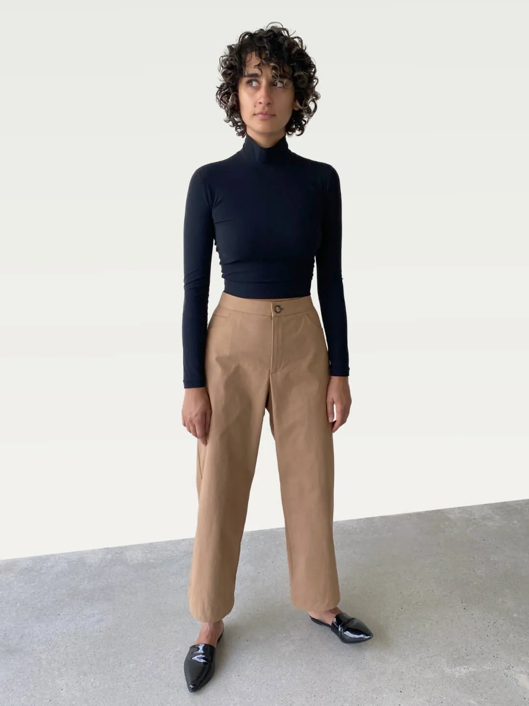 Technical Mock Neck Top in Black