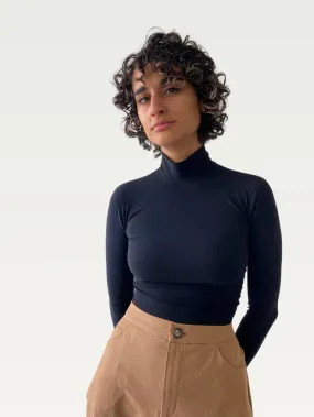 Technical Mock Neck Top in Black