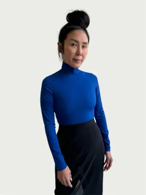 Technical Mock Neck Top in Electric Blue