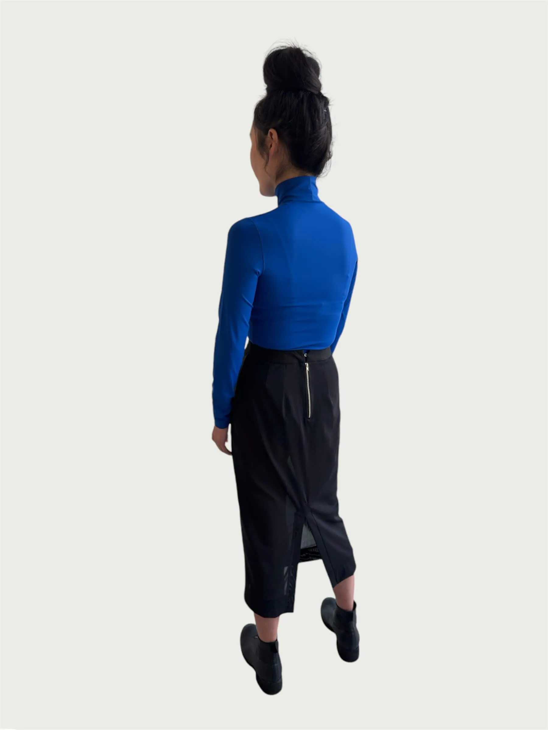 Technical Mock Neck Top in Electric Blue