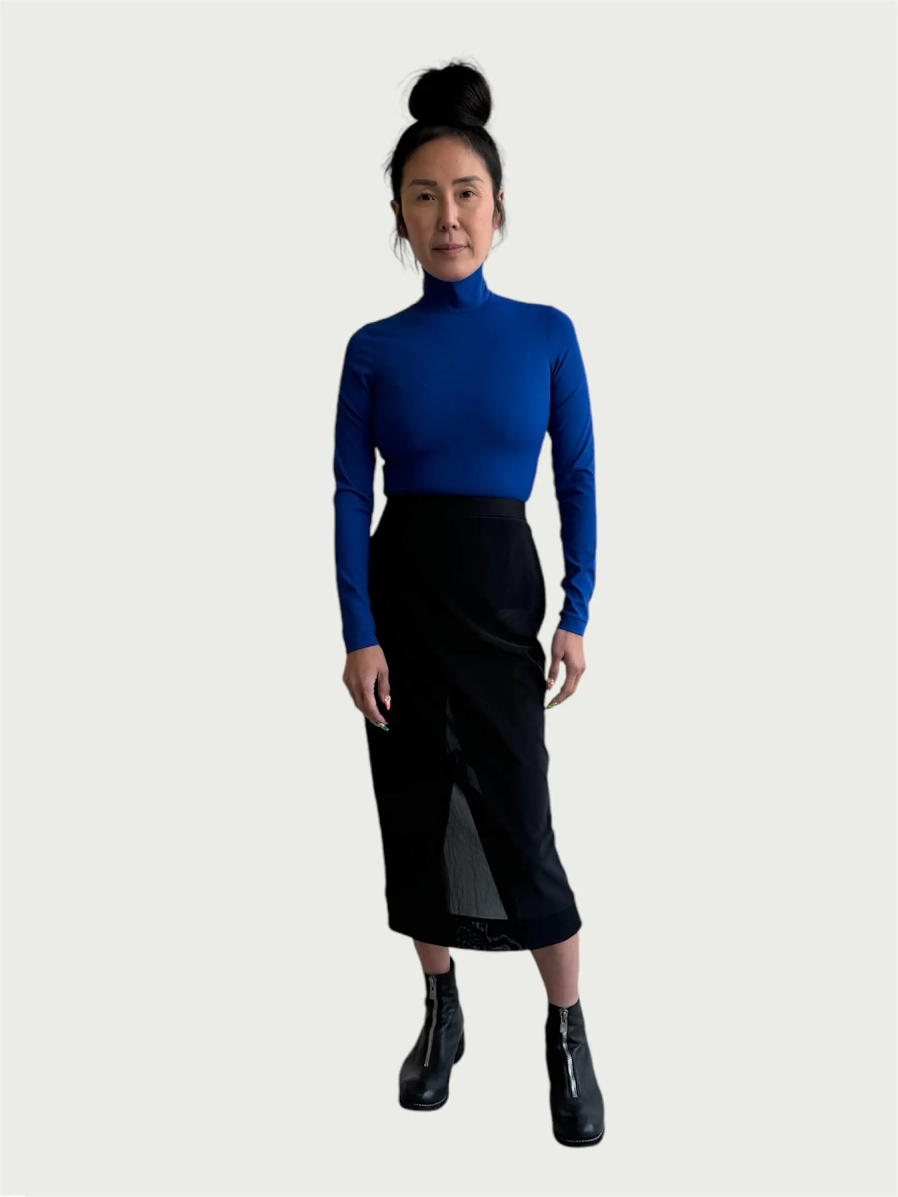 Technical Mock Neck Top in Electric Blue