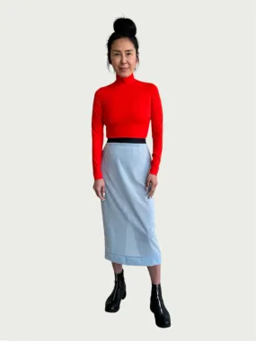 Technical Mock Neck Top in Electric Tangerine