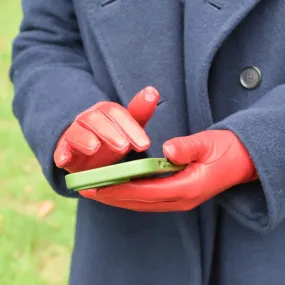 Women's Leather Gloves – Silk Lined – Touch Screen | Flame Scarlet