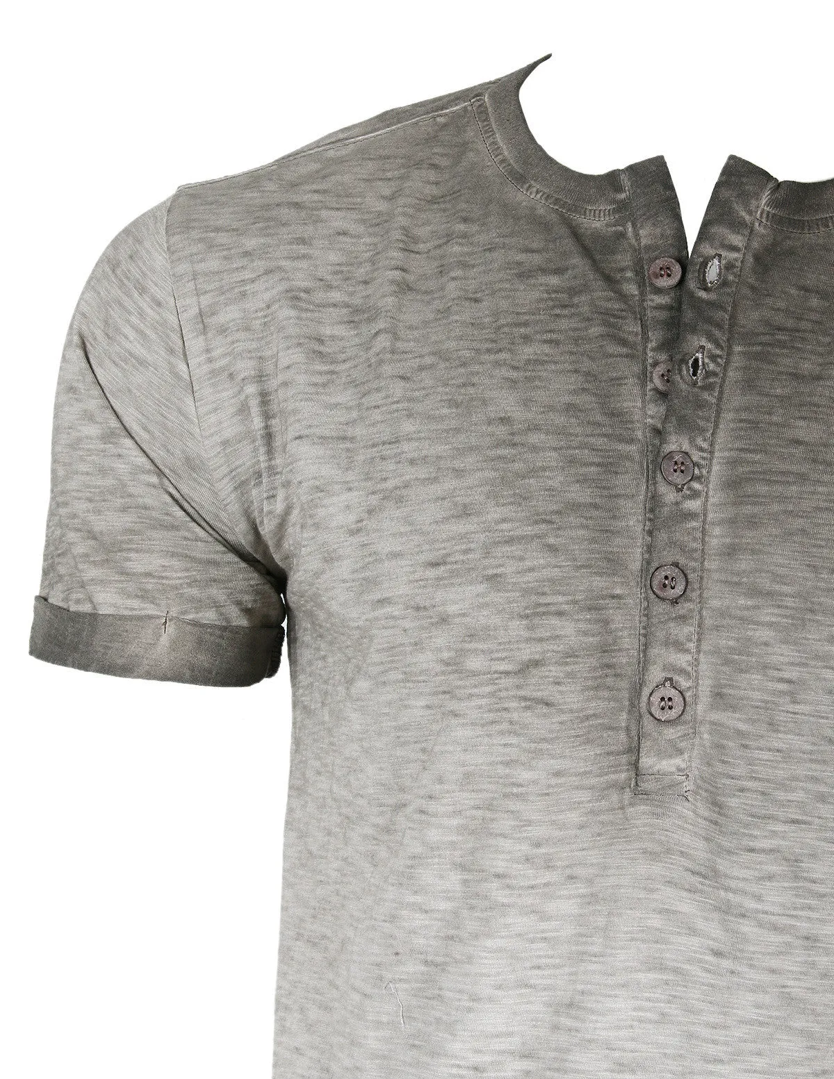 ZIMEGO Men's Vintage Color Dyed Short Sleeve Crew Neck Chest Pocket Henley Shirt