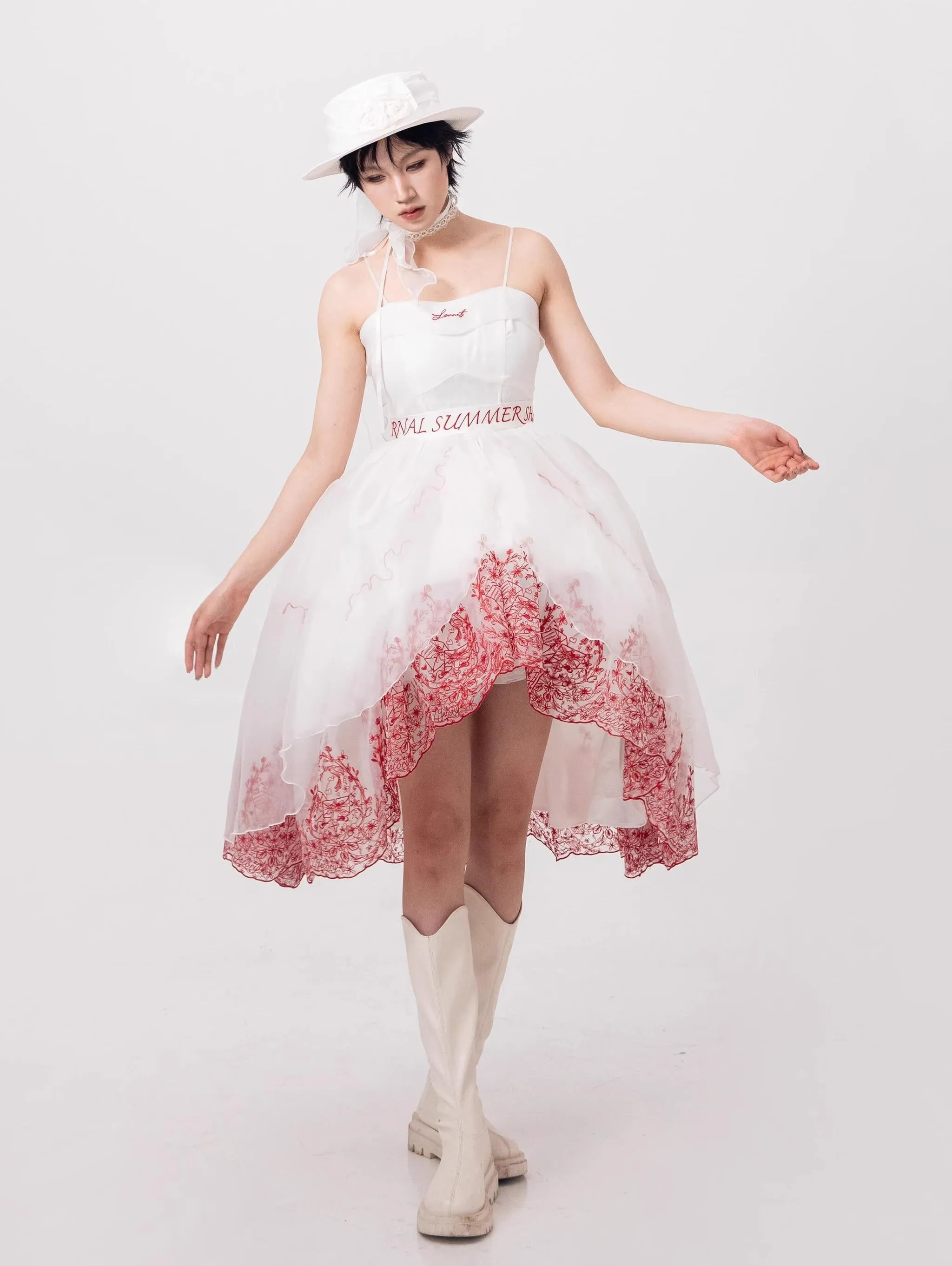 ZJstory~Sonnet Summer~Sweet Lolita Dress Set Embroidery Shirt Tiered Jumper Dress