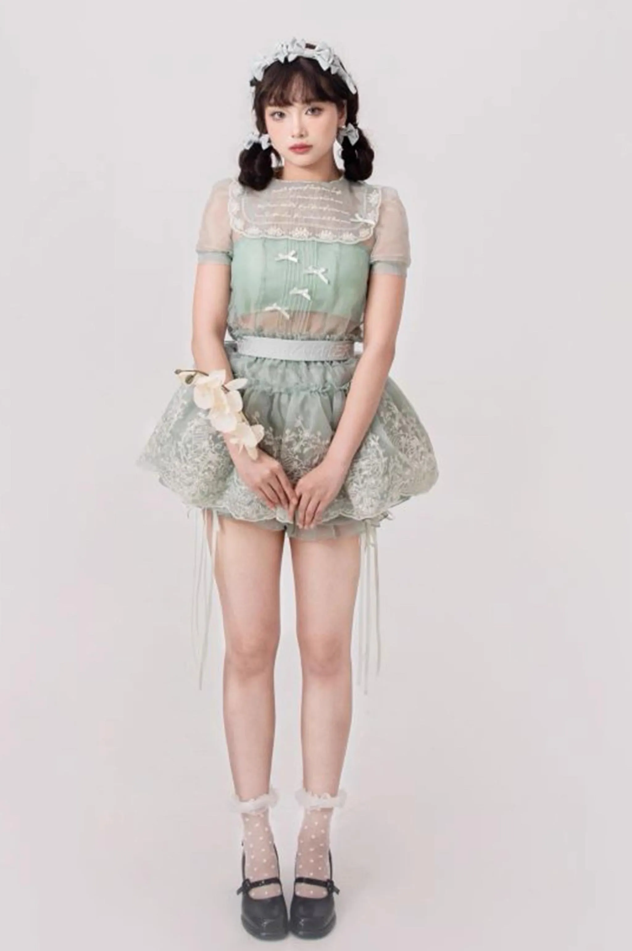 ZJstory~Sonnet Summer~Sweet Lolita Dress Set Embroidery Shirt Tiered Jumper Dress