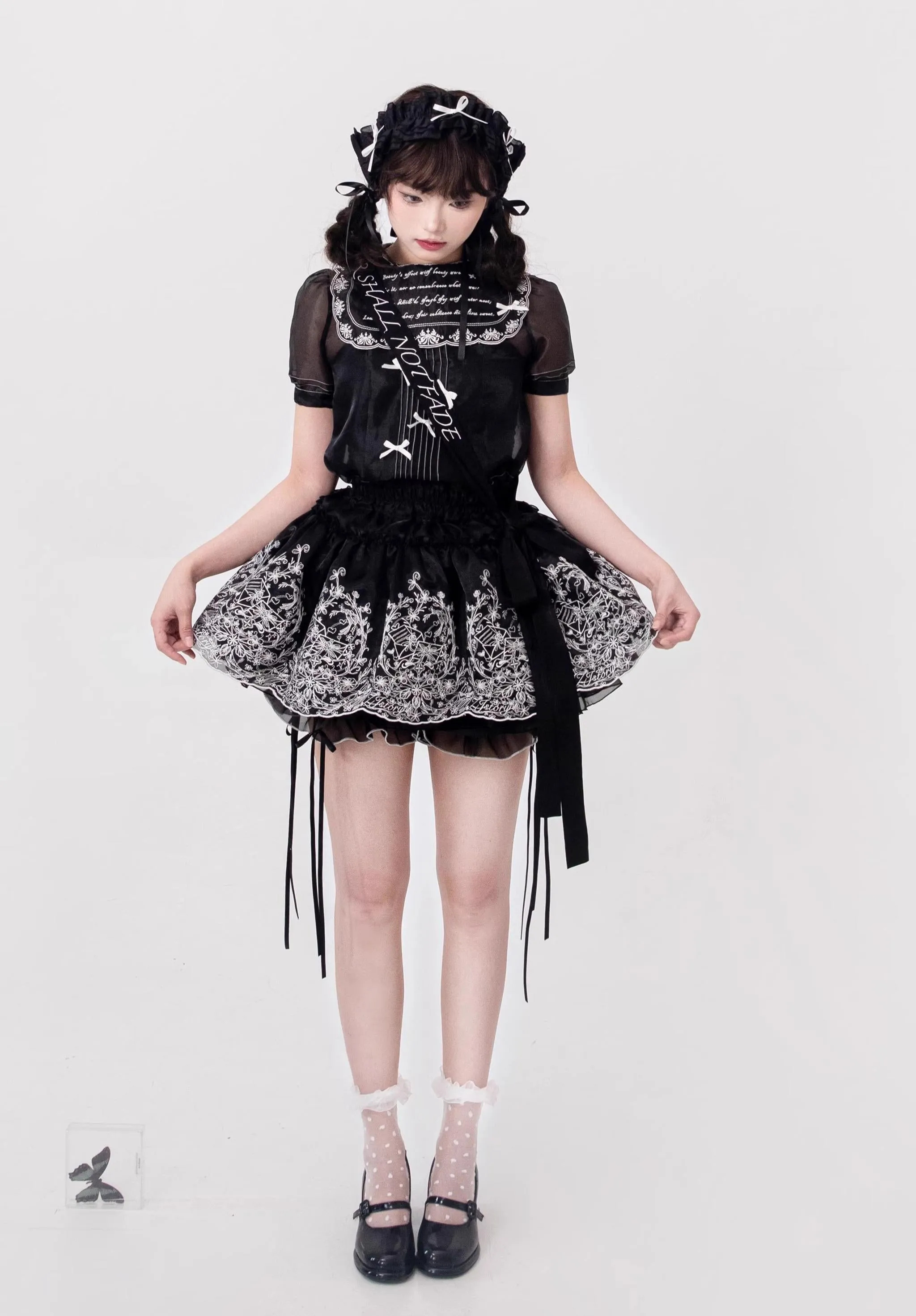 ZJstory~Sonnet Summer~Sweet Lolita Dress Set Embroidery Shirt Tiered Jumper Dress